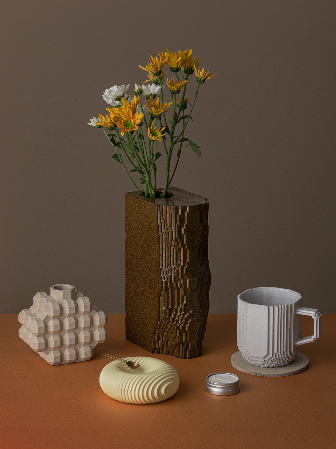 Voxel Block Vase / Green