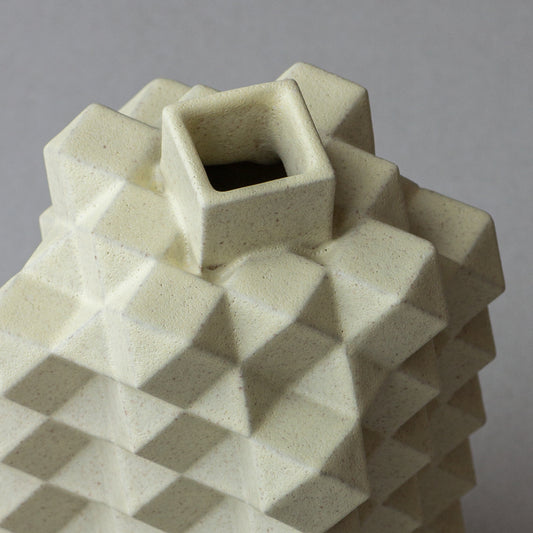 Vase Polygon high / Brown clay × Cream Yellow