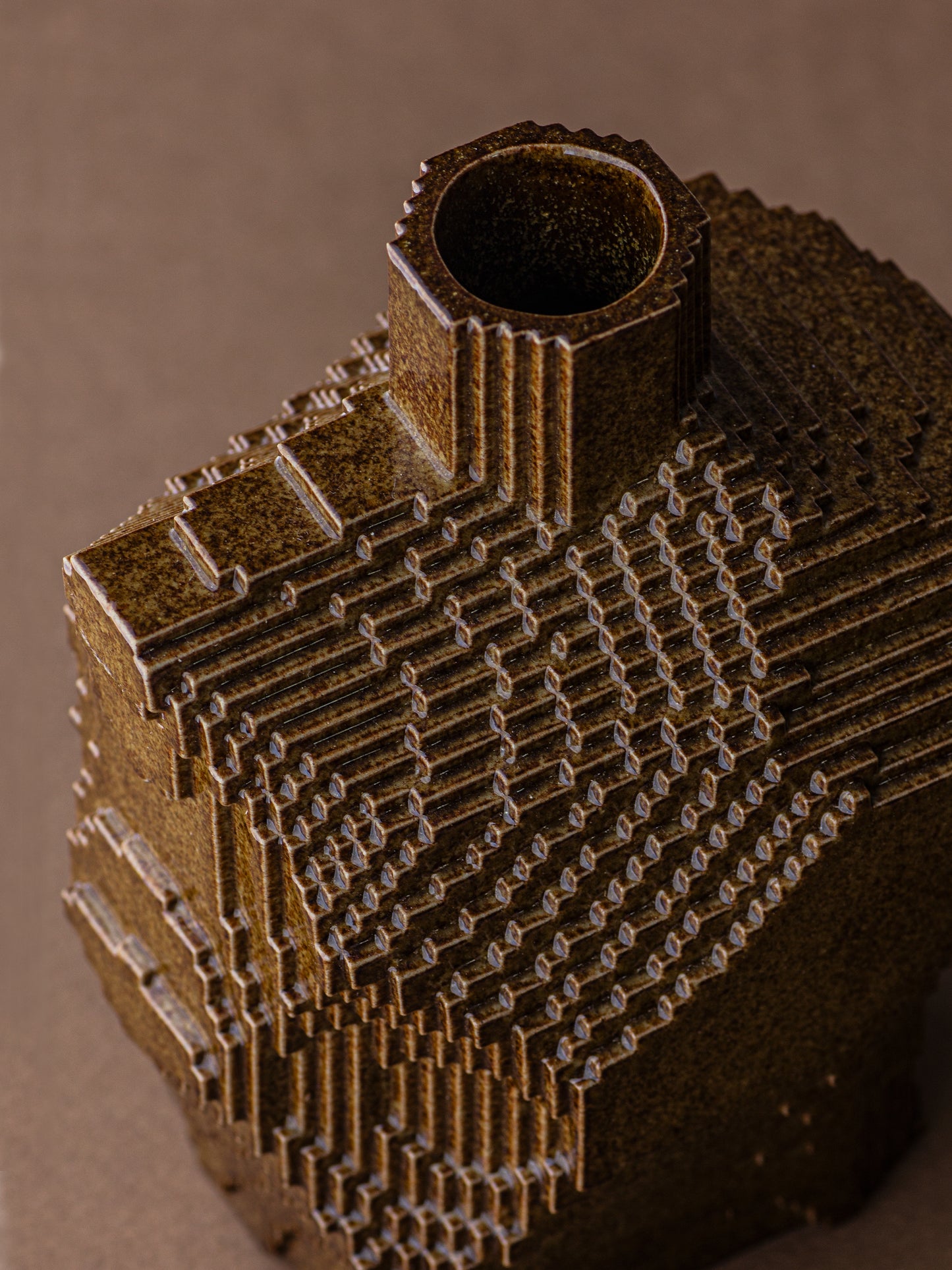 Vase Voxel middle / Iron Brown
