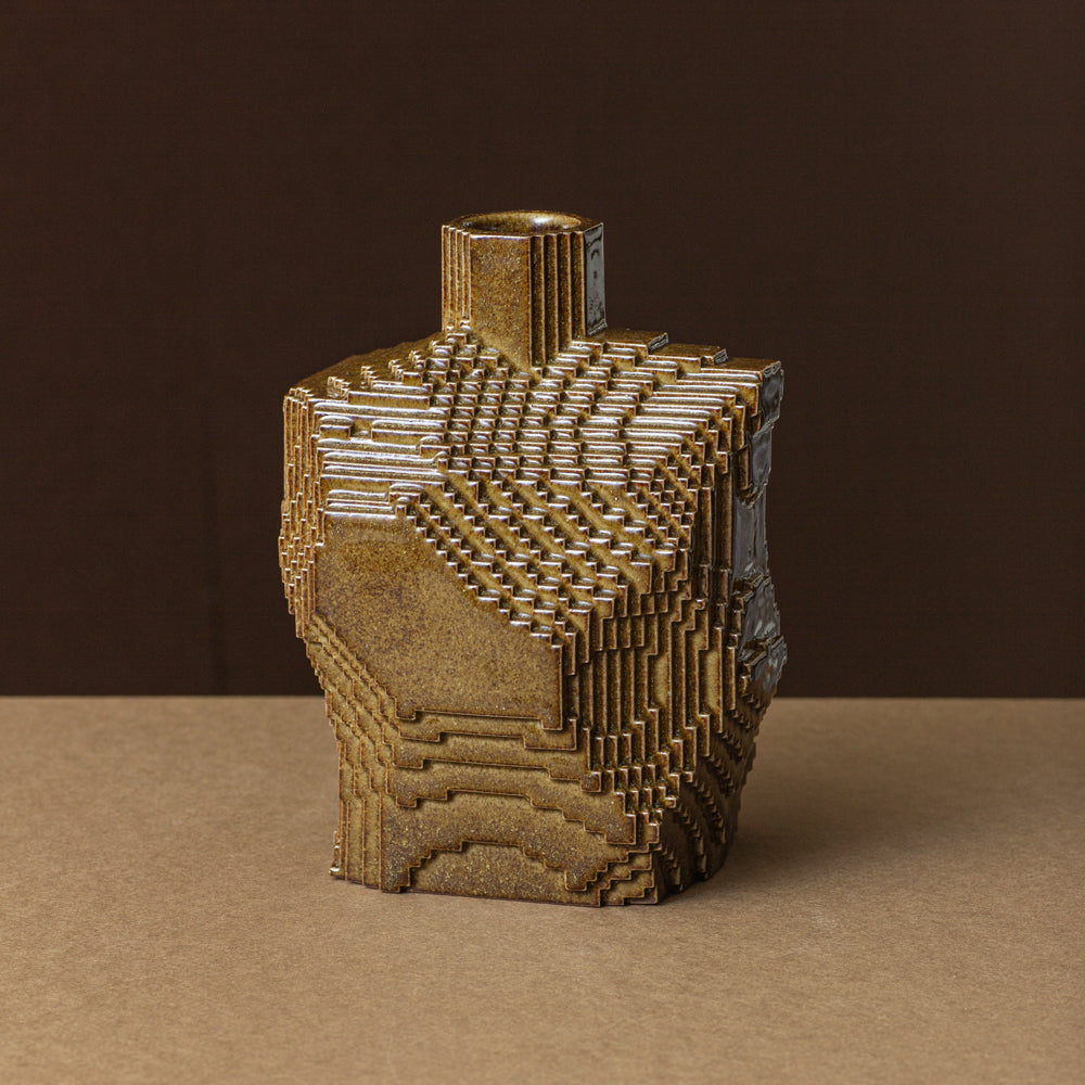 Vase Voxel middle / Iron Brown