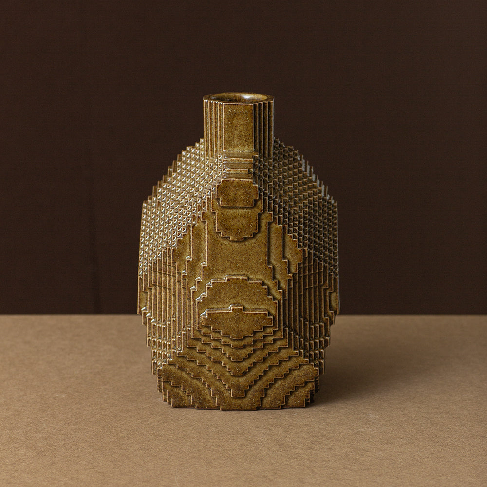 Vase Voxel middle / Iron Brown