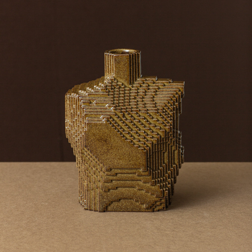 Vase Voxel middle / Iron Brown