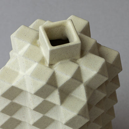 花器 Polygon high / Brown clay × Cream Yellow