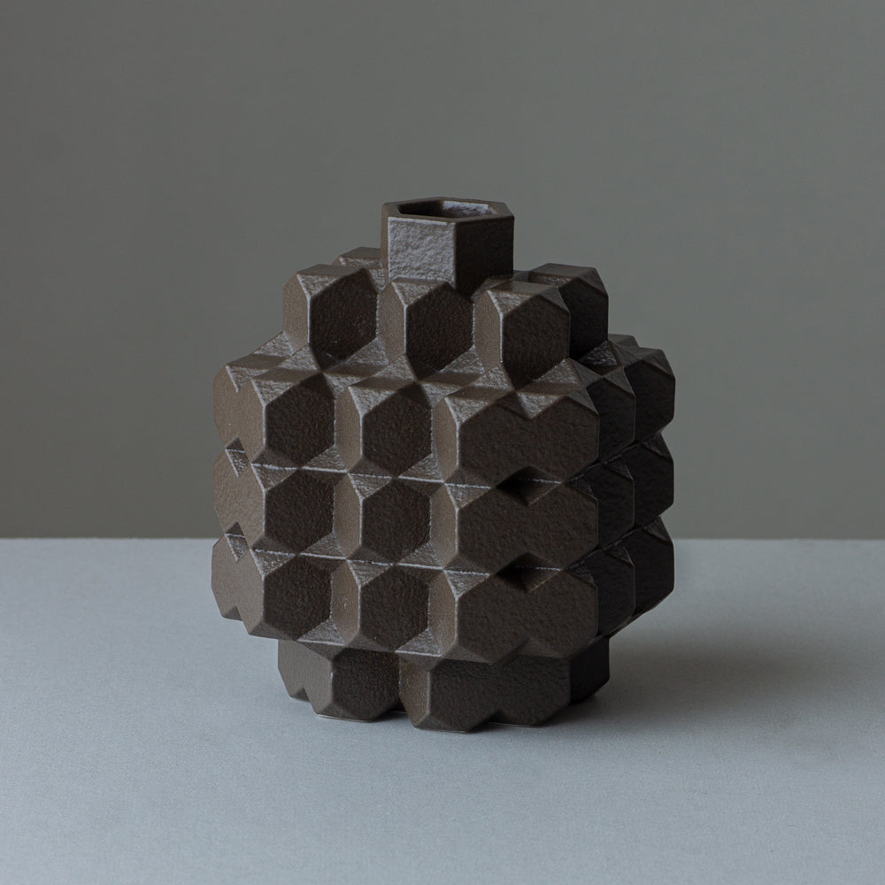 Vase Polygon middle / Brown