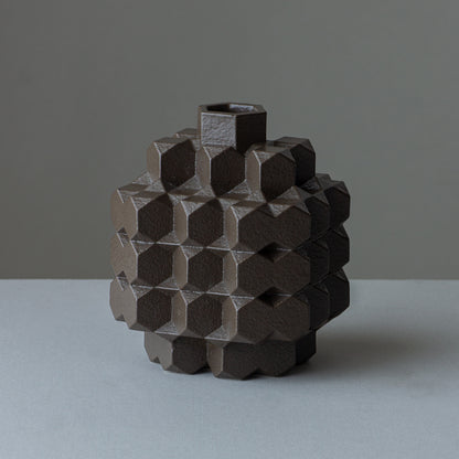 Vase Polygon middle / Brown