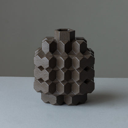 Vase Polygon middle / Brown