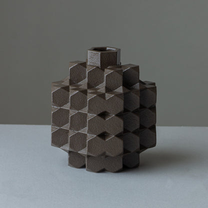 Vase Polygon middle / Brown