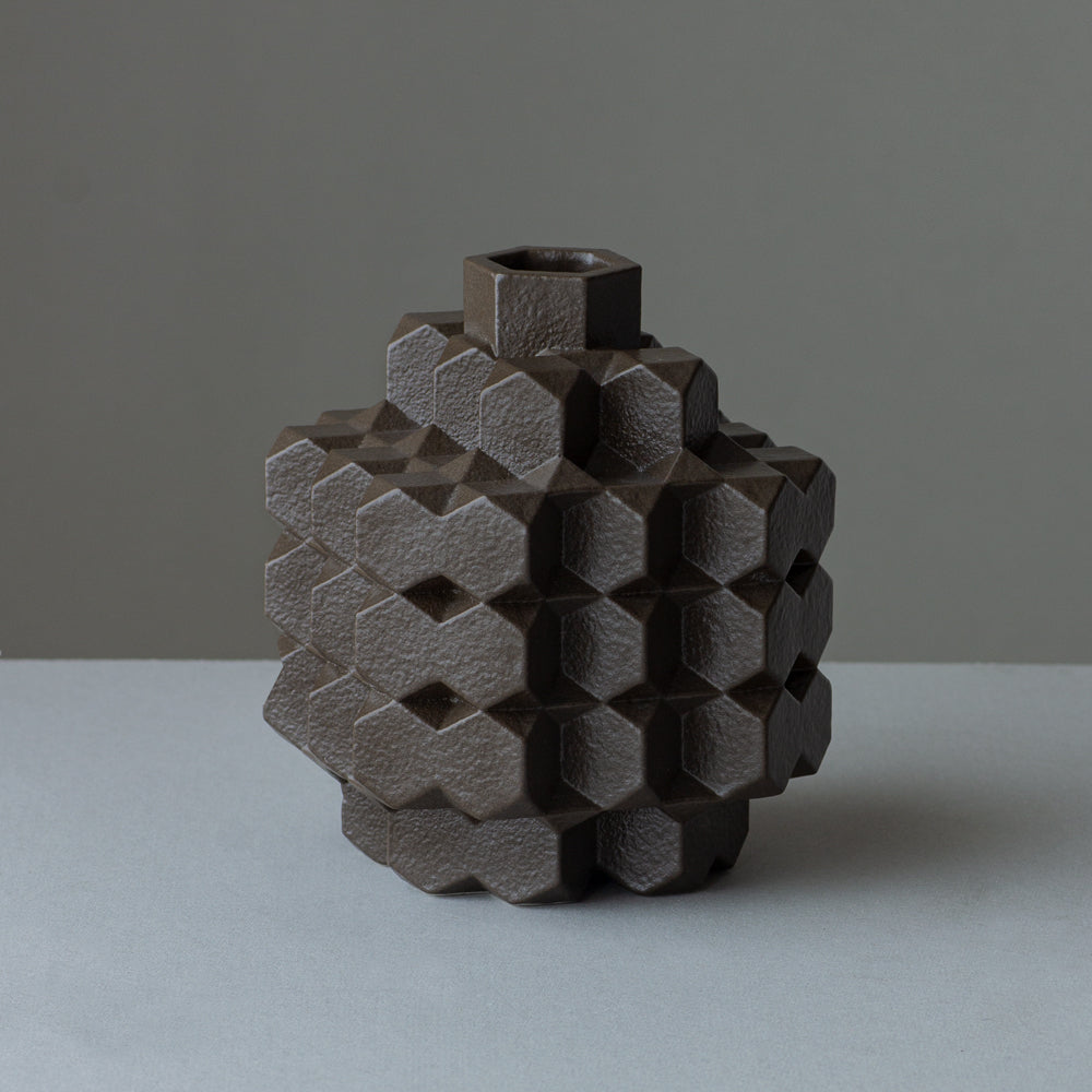 Vase Polygon middle / Brown