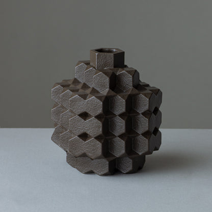 Vase Polygon middle / Brown