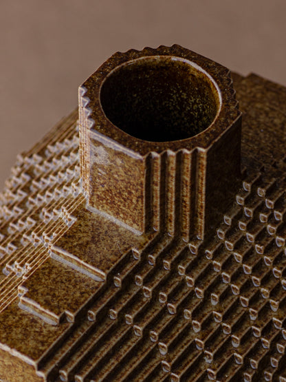 Vase Voxel middle / Iron Brown